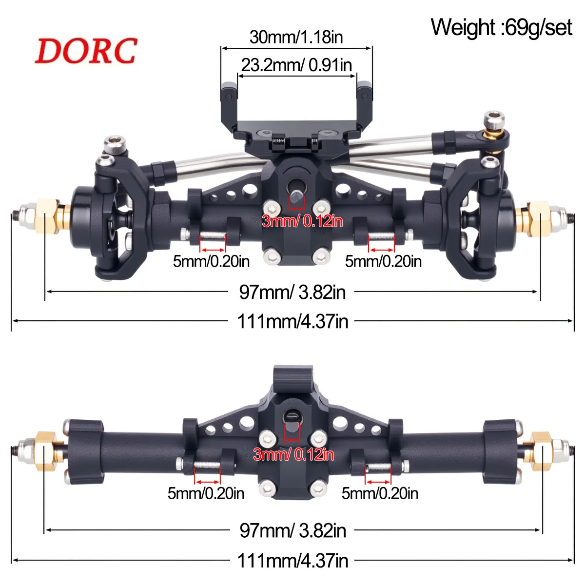 Rc Hobby Products - 1Set Plastic Axles w/ Servo Mount
